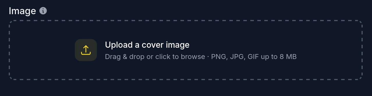 Uploading an event image on the dashboard