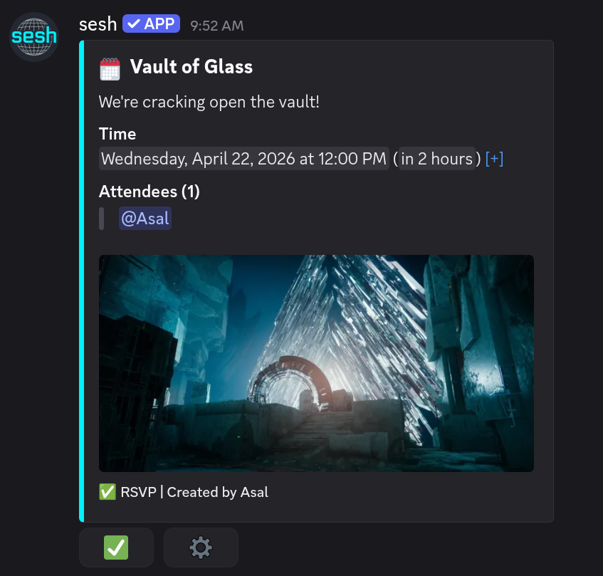 Sesh event in Discord